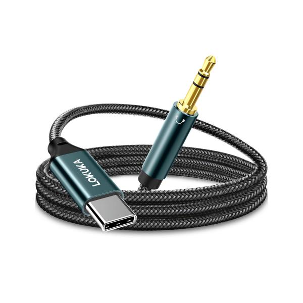 LOKUKA aux usb c 変換ケーブル 3.5mm オスオス DACチップ搭載 HiFi音質 ナイロン編み usb c to aux ケーブル