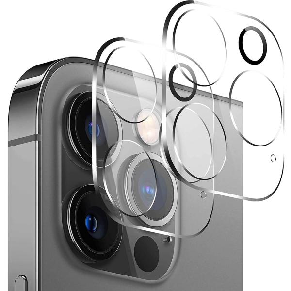 【国産ガラス使用 2枚入り 】iPhone14Pro / iPhone14promax用 カメラフィルム 3眼レンズ保護 フラッシュ穴に黒ゴムカメラカ