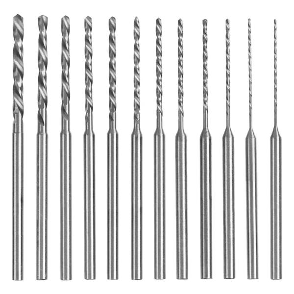 KIMLONTON ミニツイストドリルビット 小径ドリル 0.5mm〜2.0mm 12種入りセット 標準コレット シャフト径2.35mm ハンドドリル