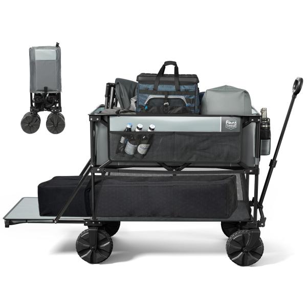 他サイト： TIMBER RIDGE アウトドアワゴン 2階建てキャリーワゴン 折りたたみ キャリーカート 収束式 長物対応 全地形対応 自立収納 大容量 400の商品画像