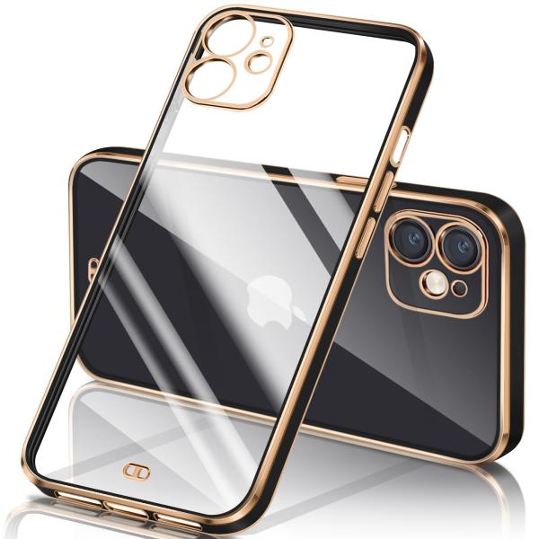 yakxixi 用の iPhone12 Pro ケース クリア 透明 アイフォン12Pro カバー メッキ加工 耐衝撃 TPU ソフト 薄型 軽量 ス