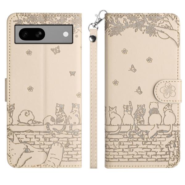 ALSDKEZI 対応 Google Pixel 7A ケース 手帳型 可愛い 猫柄 グーグル ピクセル 7A 携帯カバー 蝶の花柄 スマホケース お