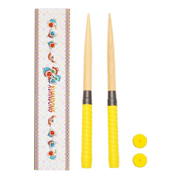 XUANDONG 適用太鼓の達人 マイバチ 太鼓バチ 交換用グリップ 光沢 テーパー加工 硬材 木製バット 先尖型 コンボ 使いやすい 380ミリ-2