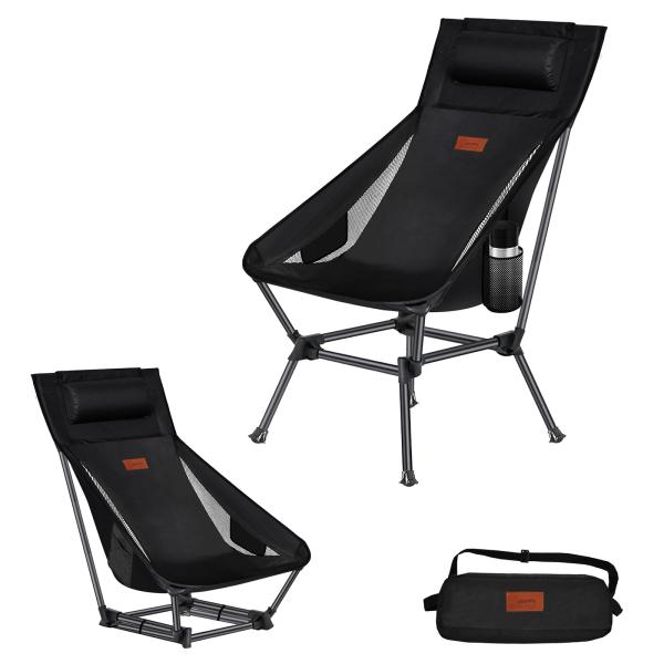 DesertFox アウトドアチェア 2WAY キャンプ椅子 ローチェア 軽量 枕付き ハイバック 単品/セット【独自開発のカップホルダー】 耐荷重1