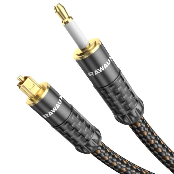 RAWAUX光デジタルケーブル 2M 24K金メッキ トスリンク to Mini TOSLINK 角型-丸型 変換 3.5mm トスリンクケーブル