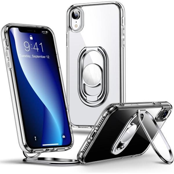 Rockaway iPhone XR 用 ケース iPhone 10r 用 ケース スマホリング スマホグリップ 角度調節可能 折り畳み 耐衝撃 スタ
