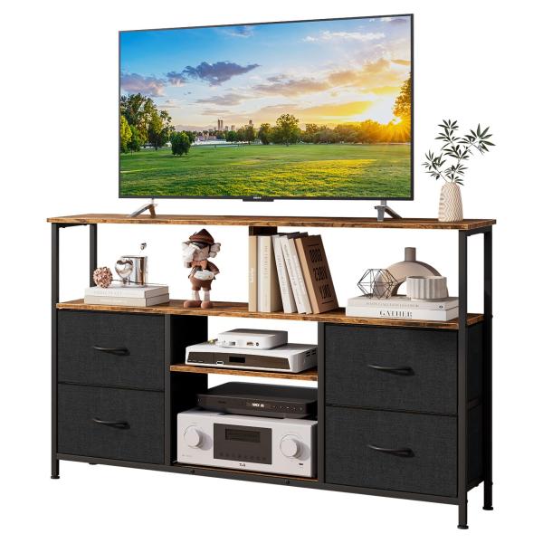 テレビ台 ハイタイプ 幅120cm 収納棚付き テレビボード 引き出し付き 50型/47型対応 組立簡単 大容量 TVラック ブラウン 最大55型対応