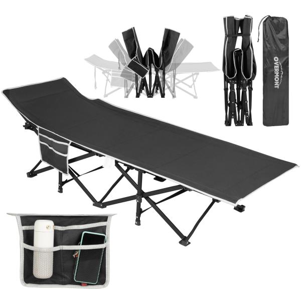 Overmont 折りたたみベッド 簡易ベッド キャンプコット【耐荷重250kg 71cm幅】アウトドアベッド コンパクト収納バッグ付き 屋内外兼用