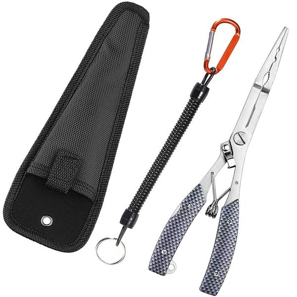 まちの波 ロングノーズ フィッシングプライヤー 多機能 超軽量 携帯便利 フック外し スプリットリングの交換 釣り用ペンチ フックはずし 釣りプライヤ