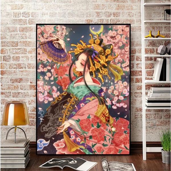 【仕様】●柄：和服 美人 花魁●ブラント：三四郎市場●布サイズ（約）：30×40cm●図柄サイズ（約）：25*34 cm●ビーズ色数：21色■【初心者でも簡単！】初心者に人気のダイヤモンドアート手芸キット！初心者向けで届いてすぐ制作OK。送...