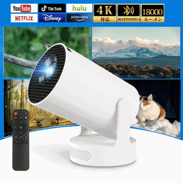 プロジェクター 家庭用【2025年新登場！18000LM・180°回転・4K