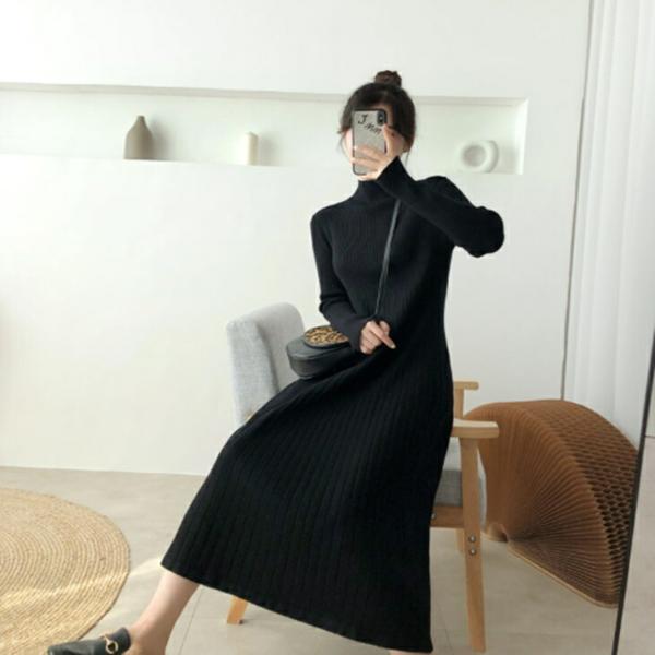 ハイネックワンピース ニットワンピース冬ワンピース 清楚ロングワンピースワンピ セータースタイルワンピース アラフォーファッション 激安大特価