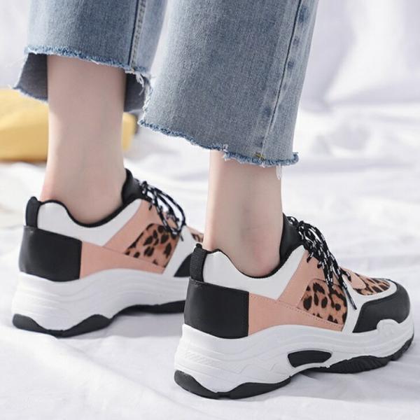 ピンクレパード厚底スニーカー ヒョウ柄 厚底靴 お洒落スニーカー