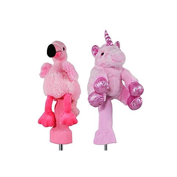 ヘッドカバー ゴルフ U 36hal01 2ピースピンクぬいぐるみユニコーン フラミンゴ460ccゴルフヘッドカバー