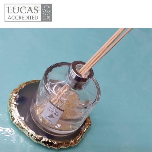 ルカス アゲートコースター【お香やキャンドルのお皿】天然メノウのコースター ／ LUCAS 天然素材 ゴールド加工 ゴム足付き  メール便 爆買