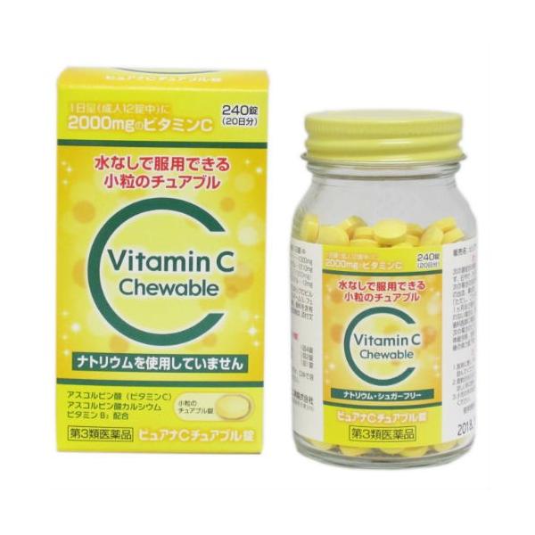 ビタミンCは不足すると、疲れや病気に対する抵抗力が低下するなど、体調を維持する為に必須のビタミンです。しかしビタミンCは人の体内で作り出す事ができず、医薬品や食品から補給する必要があります。ピュアナCチュアブル錠は、ビタミンCを12錠中に2...