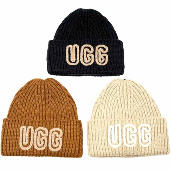 UGG（アグ） 並行輸入品 ニット帽 帽子 ハット ブラック デコ ホワイト