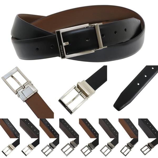 並行輸入品 カルバンクライン ベルト メンズ Calvin Klein Split Leather レザー ベルト ビジネス リバーシブル ブラック/ブラウン フリーサイズ カット調節可