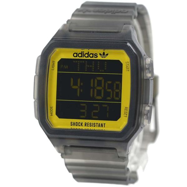 並行輸入品 アディダス デジタル ユニセックス メンズ カレンダー クリア 半透明 グレー イエロー 腕時計 adidas DIGITAL ONE GMT Unisex AOST22554