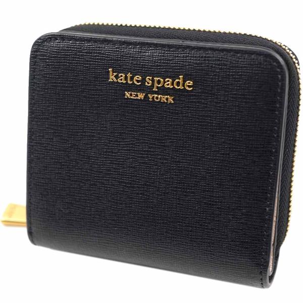 並行輸入品 ケイトスペード 財布 KATE SPADE MORGAN 二つ折り財布 CROSSHATCHED LEATHER BLACK ブラック K8922-0007-001
