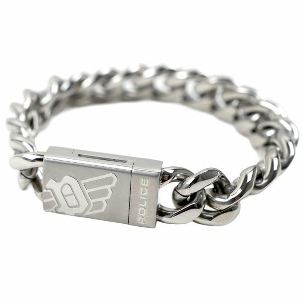 並行輸入品 [訳ありアウトレット(箱に難あり)] ポリス ブレスレット メンズ シルバー ステンレス アクセサリー POLICE PJ 26054BSS/01-S