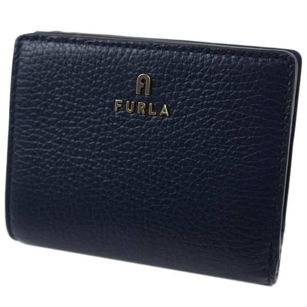 並行輸入品 フルラ 財布 二つ折り財布 ミニ財布 コンパクト ネイビー系 FURLA CAMELIA S COMPACT WALLET L ZIP VITELL MEDITERRANEO WP00307 HSF000 2676S