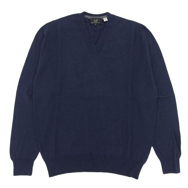 並行輸入品 ダンヒル ニット セーター Vネック メンズ S/M/Lサイズ メリノウール100% ネイビー dunhill X39011Y