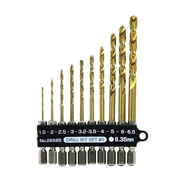 近与(KONYO) SUN UP ドリルビットセット 10本組 太径6.0mm6.5mm入 #5 (金属・金工)