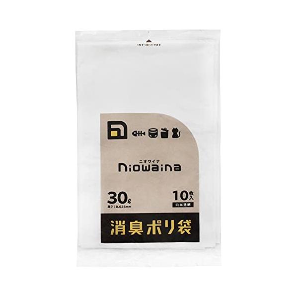 他サイト： 日本サニパック 消臭袋 防臭袋 ニオワイナ 消臭 白 半透明 30L 10P ゴミ袋 ポリ袋 SS30の商品画像