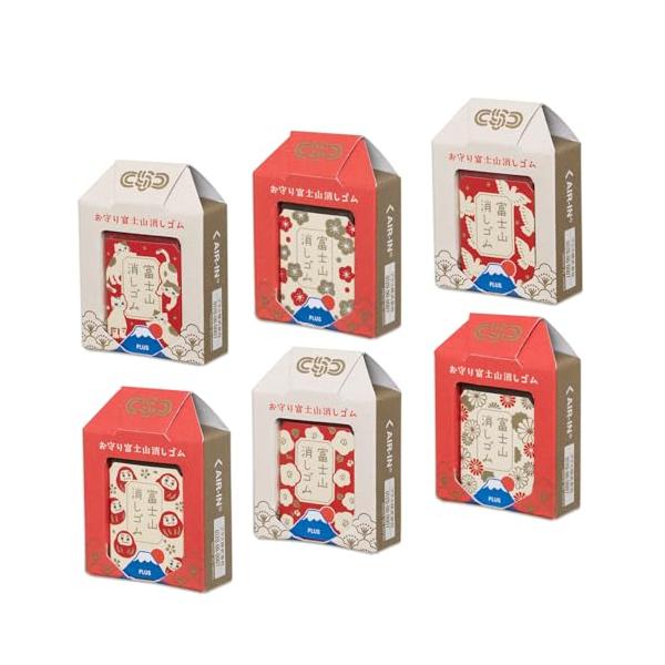 プラス 消しゴム エアイン 富士山消しゴム お守り富士山 6柄 セット 猫