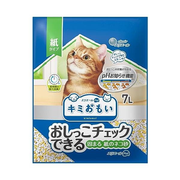 他サイト： エリエール Pｅｔ キミおもいおしっこチェックできる固まる紙のネコ砂7Lの商品画像