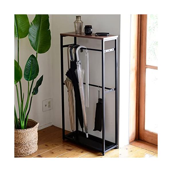 他サイト： 山善(YAMAZEN) 傘立て (傘かけ) 玄関 スリム 【70cm傘対応】 幅50×奥行20×高さ103cm S字フック3個 2段 バーの奥行の商品画像