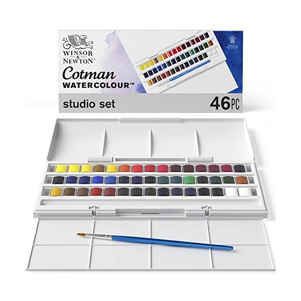 他サイト： Winsor &amp; Newton ウィンザー&amp;ニュートン 水彩絵具 コットマン ウォーターカラー スタジオセット ハーフパン 40色セット 189の商品画像