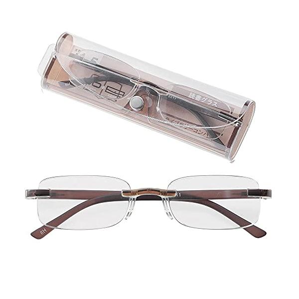 他サイト： ツーポイント 調 おしゃれ 軽量 老眼鏡 (疲れにくい バネ丁番 仕様) メンズ ブラウン +1.00の商品画像