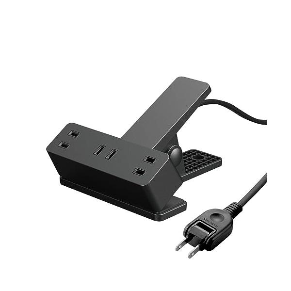 他サイト： エレコム 電源タップ 雷ガード 3個口 クリップ ほこりシャッター付 スイングプラグ 3m ブラック ECT-1430BKの商品画像