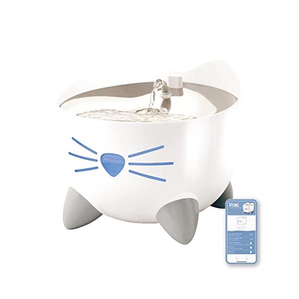 Catit Pixi スマート ファウンテン 静音 猫用スマート給水器 自動給水器 軟水化フィルター1枚付き スマホ アプリ連動 2.5L