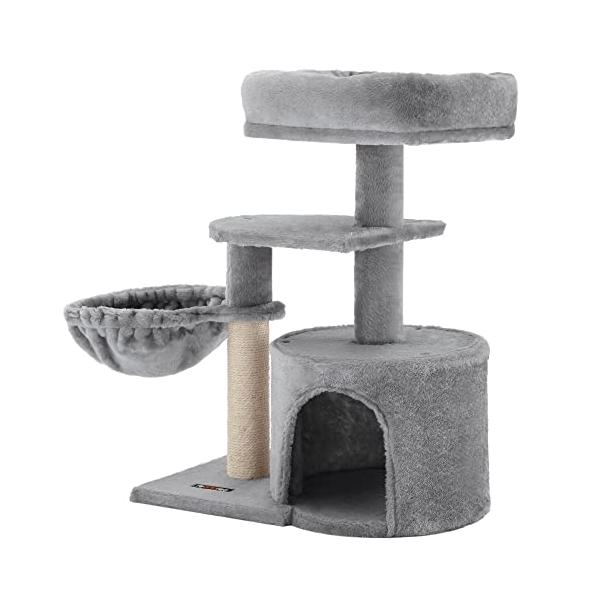 FEANDREA キャットタワー ミニ子猫やシニア猫にお勧め 省スペース 爪とぎ 高さ68cm PCT59W