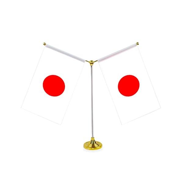 日本旗2本立台/-/-・Color:日本旗2本立台・1枚日本国旗＋1型旗立て台/2枚日本国旗＋Y型旗立て台。・旗立台高約32cm；旗サイズ14x21cm。・ミニ卓上旗、高級旗立台・ボックス包装、旗立台は単独使用でき、他の旗と取り替えます。・...
