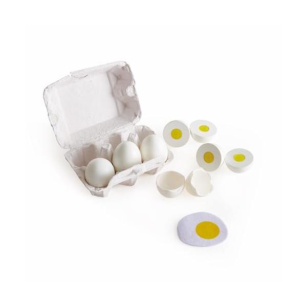 ホワイト/ワンサイズ/E3156・PatternName:割って遊べるたまごセット・パッケージ個数:1・世界60か国以上で愛される知育玩具、ハペのおもちゃ・割るとフェルト製の中身が出てくる生卵と、面ファスナーで半分に割れるゆで卵、2種類のた...