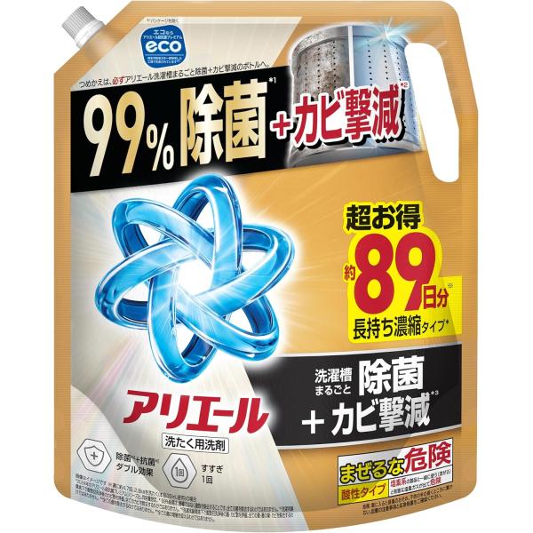 アリエール 洗濯洗剤 液体 超抗菌プレミアム 洗濯槽まるごと除菌 スッキリひかえめな香り 詰め替え 2210g大容量