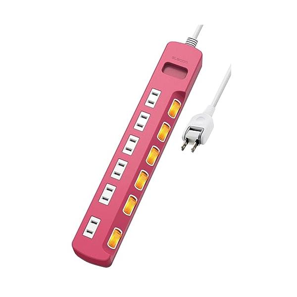 エレコム 電源タップ コンセント 雷ガード 個別スイッチ ほこりシャッター付 6個口 3m ピンク T-K6A-2630PN