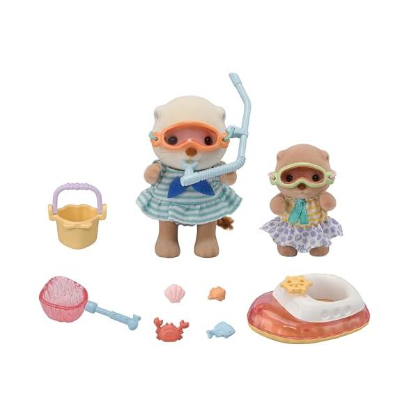 ラッコきょうだい/フリーサイズ/FS-57・Style:ラッコPatternName:きょうだい・丸くてかわいいラッコの女の子と赤ちゃん、海あそび小物のセットです。・ベビーボートやシュノーケル、魚とりなど、海あそびしているシーンを楽しめます...