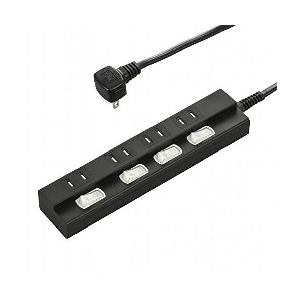 雷に強い節電タップ 4個口 2m 黒_HS-TPK42PBT-K 00-6942