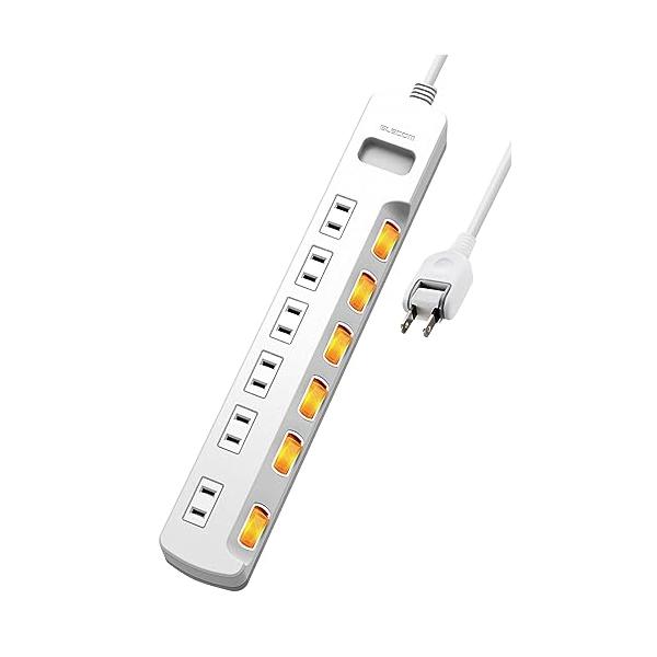 エレコム 電源タップ 6個口 3m 雷ガード 個別スイッチ ほこりシャッター付 耐熱 PSE技術基準適合 ホワイト T-K6A-2630WH