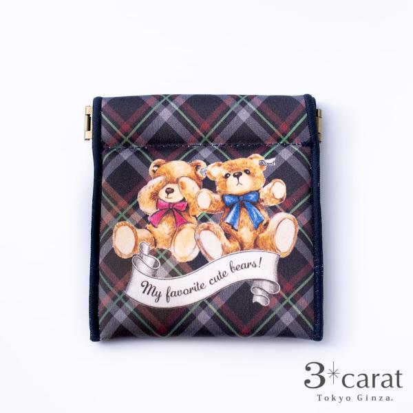 ポーチ 小物入れ キャンディポーチ クラシカル・ベアー テディベア 3carat バネポーチ レディース