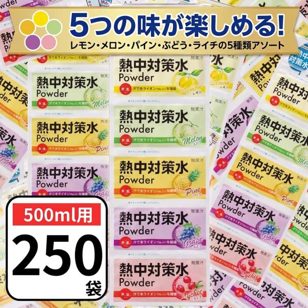 スポーツドリンク 粉末 安い 熱中対策水 パウダー 5種 アソート 500ml用 8g×250袋 業務用 大量 部活動 水筒 熱中症対策 赤穂化成