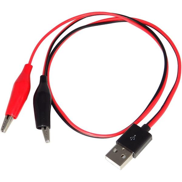USB(オス) - ワニ口クリップケーブル 55cm