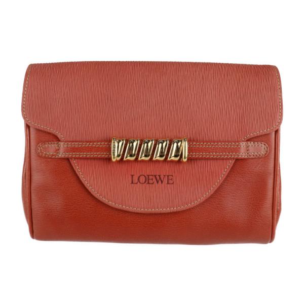 美品 LOEWE ロエベ ベラスケス ツイスト - クラッチバッグ レザー レッド系 セカンドバッグ バーミリオン系【本物保証】 3rboutipue_2109123007120