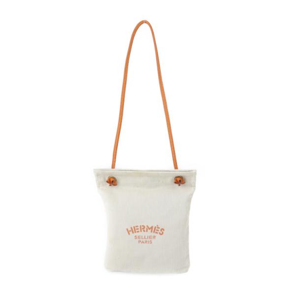 HERMES エルメス アリーヌ PM ショルダーバッグ コットンキャンバス レザー ナチュラル オレンジ系 ゴールド金具【本物保証】 HERMES エルメス アリーヌ PM ショルダーバッグ コットンキャンバス レザー ナチュラル オレンジ系 ゴールド金具【本物保証】