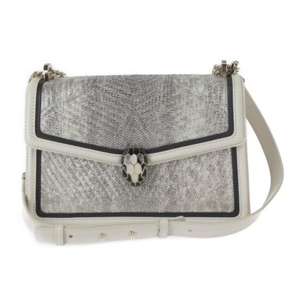 BVLGARI ブルガリ セルペンティ ダイヤモンド ブラスト  ショルダーバッグ 289045   カーフレザー アイボリー系×シルバー系×ブラック ゴールド金具  チェーンショルダー キルティング 【本物保証】 BVLGARI（ブルガリ） 超美品 セルペンティ ダイヤモンド ブラスト